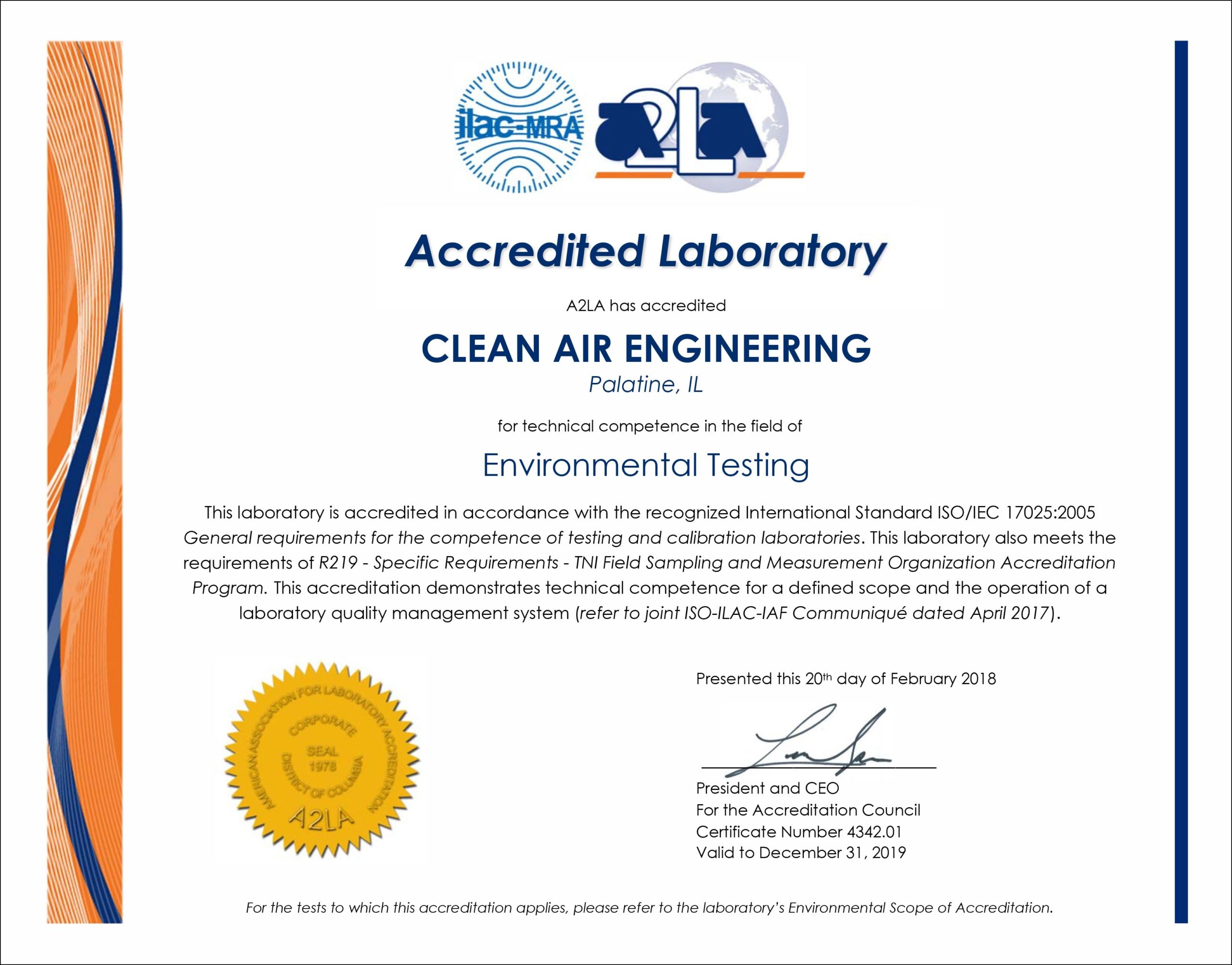 CleanAir Engineering Is Now ISO 17025 Accredited