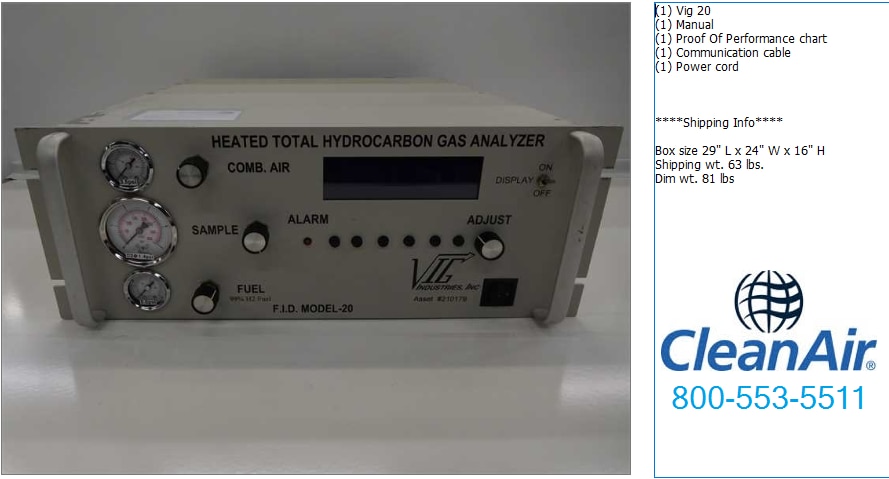 VIG Industries 20 Total Hydrocarbon Analyzer - Image 2