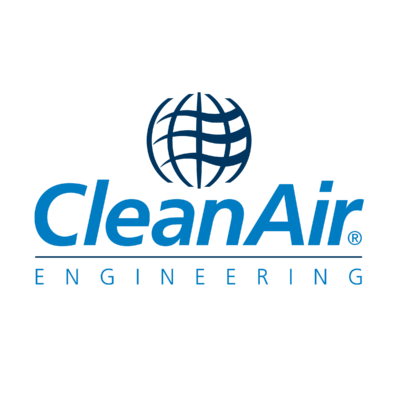 CleanAir Logo, Medium, RGB Transparent. Globe over Wordmark over Description
