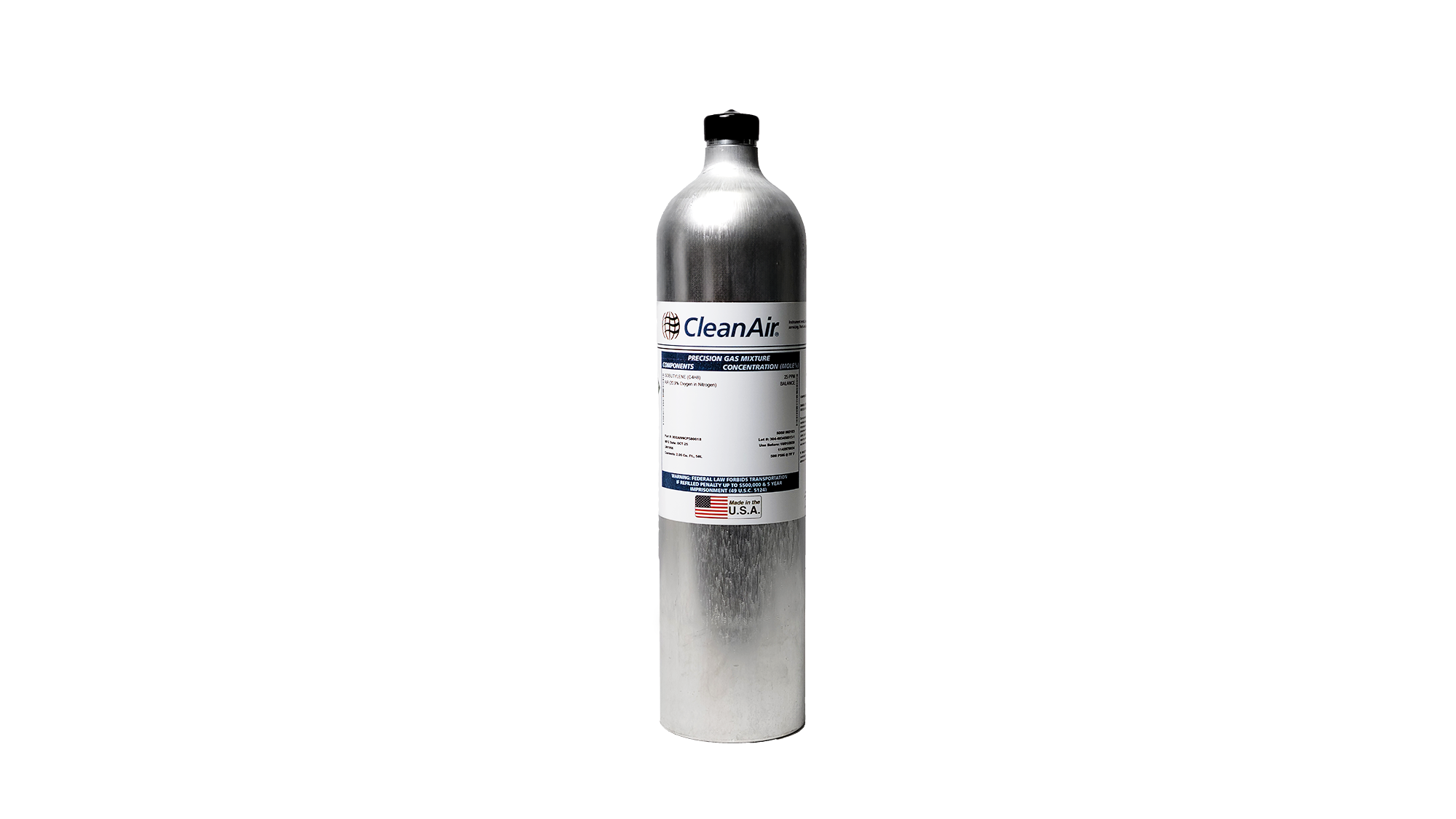 58L Disposable Cylinder - Isobutylene in Air - Front