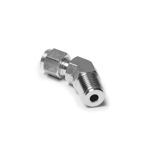 World-Lok_80-050186_Tube to Male 45deg Elbow, 316L SS, 14 Tube to 14 MNPT