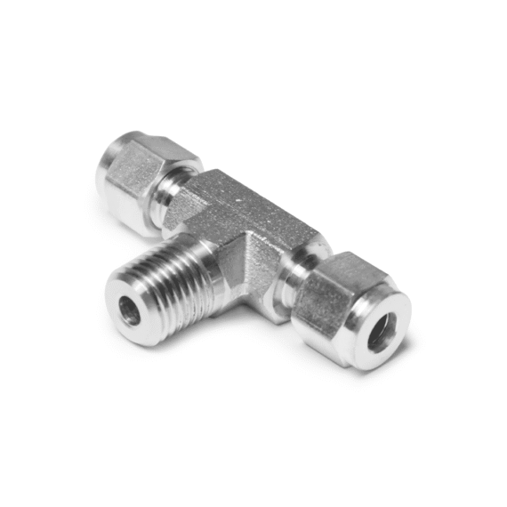 World-Lok_80-050311_Tube to Male Pipe - Branch Tee, 316L SS, 14 to 14 NPT